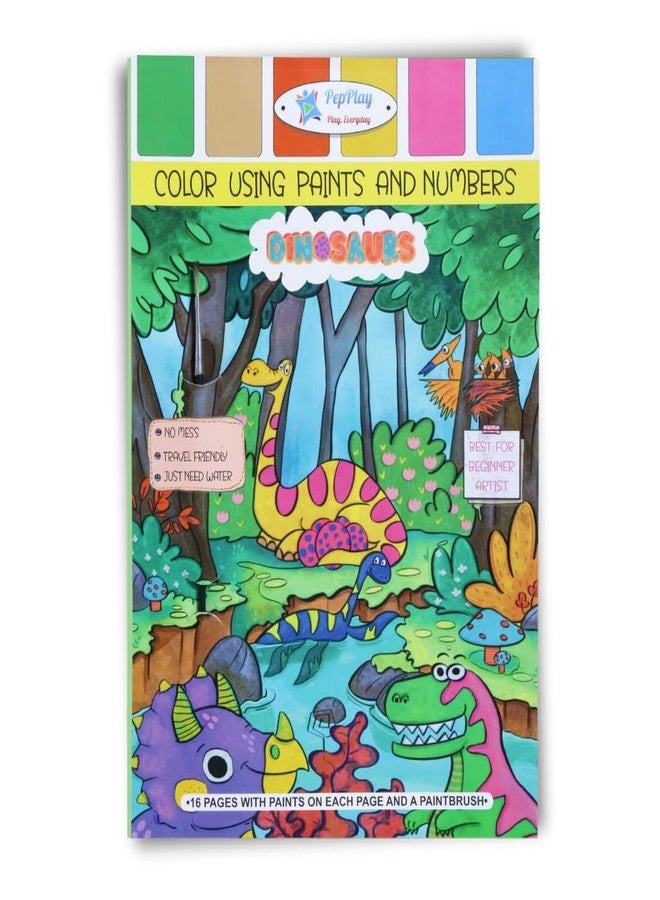 PepPlay Dinosaur Coloring Activity, Color Using Paints & Numbers, Mess Free Activity, Travel Friendly for Kids 3-8 Years, Birthday and Return Gift for Boys and Girls - Image 1
